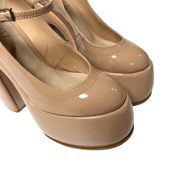 SCHUTZ Zayne Mary Jane Heels Size 7.5 Platform Chunky Pump Patent Pressego Tan - Picture 13 of 16